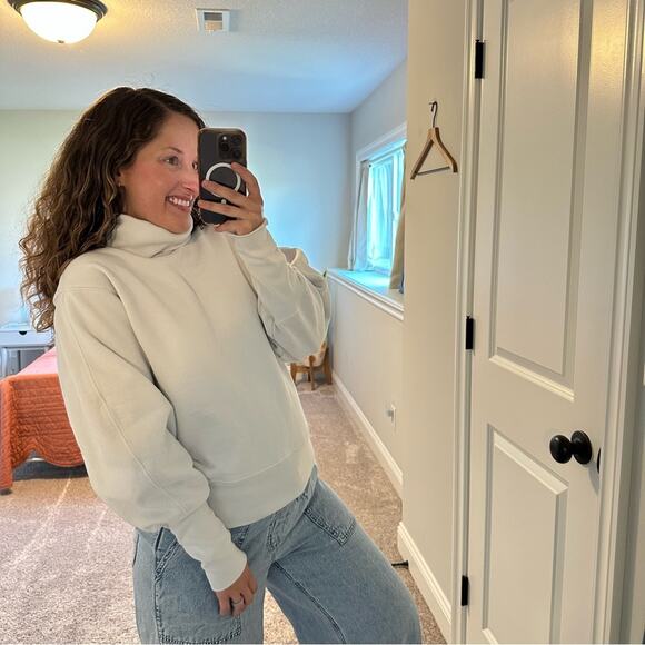 AGOLDE Blue Gray Neutral Cotton Ribbed Turtleneck Sweatshirt Medium - Picture 4 of 16